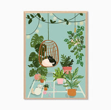 Load image into Gallery viewer, Botanical Home with Two Cats Art Print

